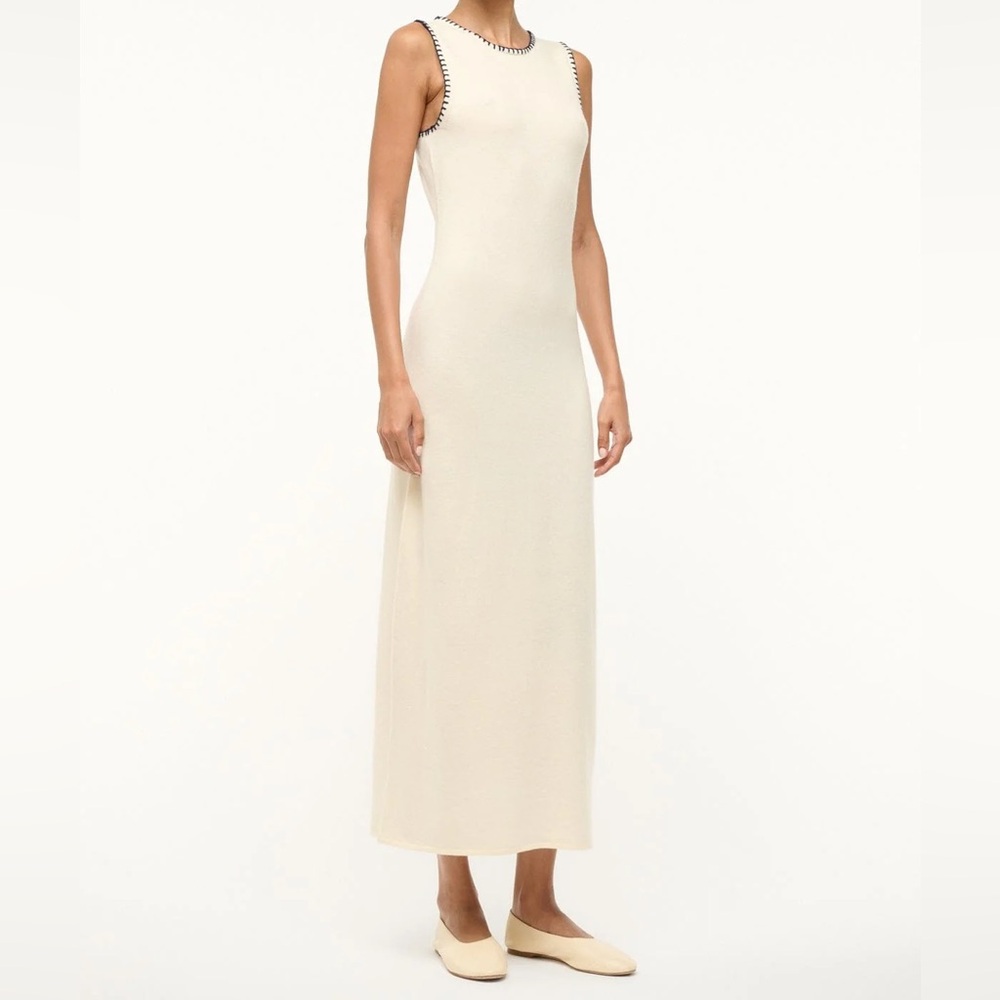 STAUD Wentworth Elegant Ivory Cream Maxi Sweater Dress